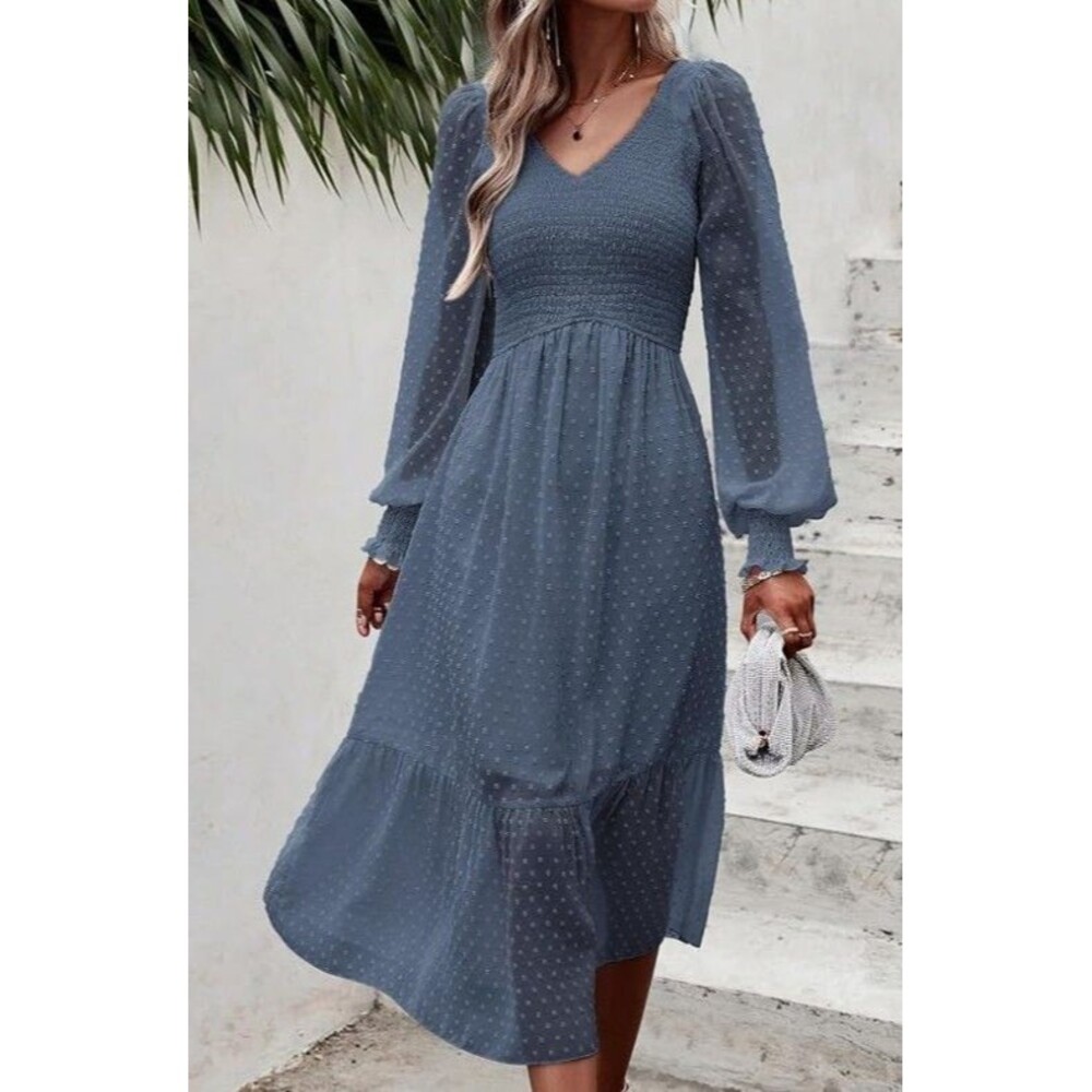 Women's Spring Dress Long Sleeve Empire Waist